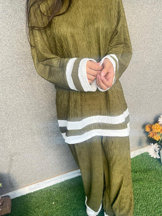 Elegant Olive Green Co-Ord Set for Women. zanvi fashion